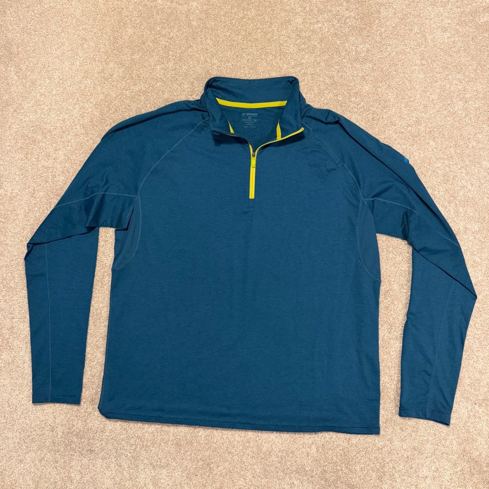 Brooks Dash 1/2 Zip Pullover Mens XL Teal Blue Long Sleeve Running Shirt 211298